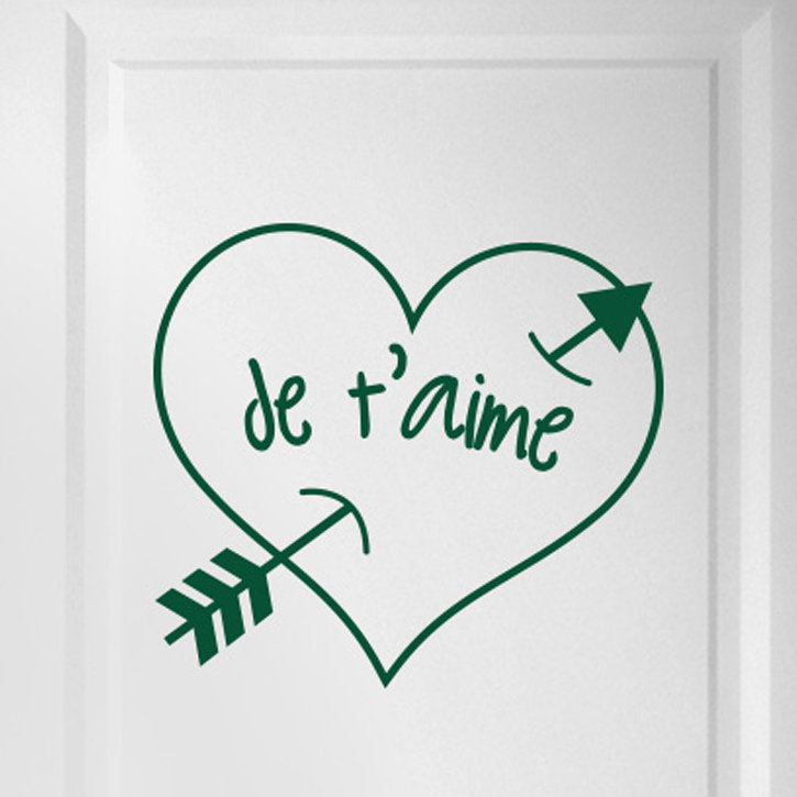Je Taime Arrow Through Heart Door Room Wall Sticker
