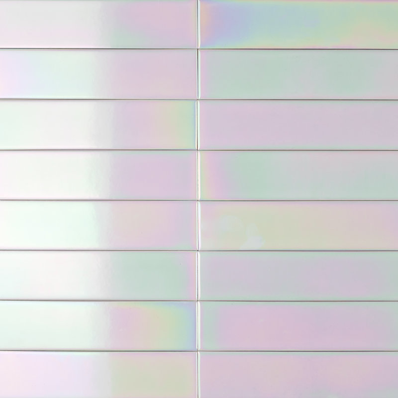 Carreau de porcelaine holographique 2 po x 8 po Prizm, Hologramme irisé