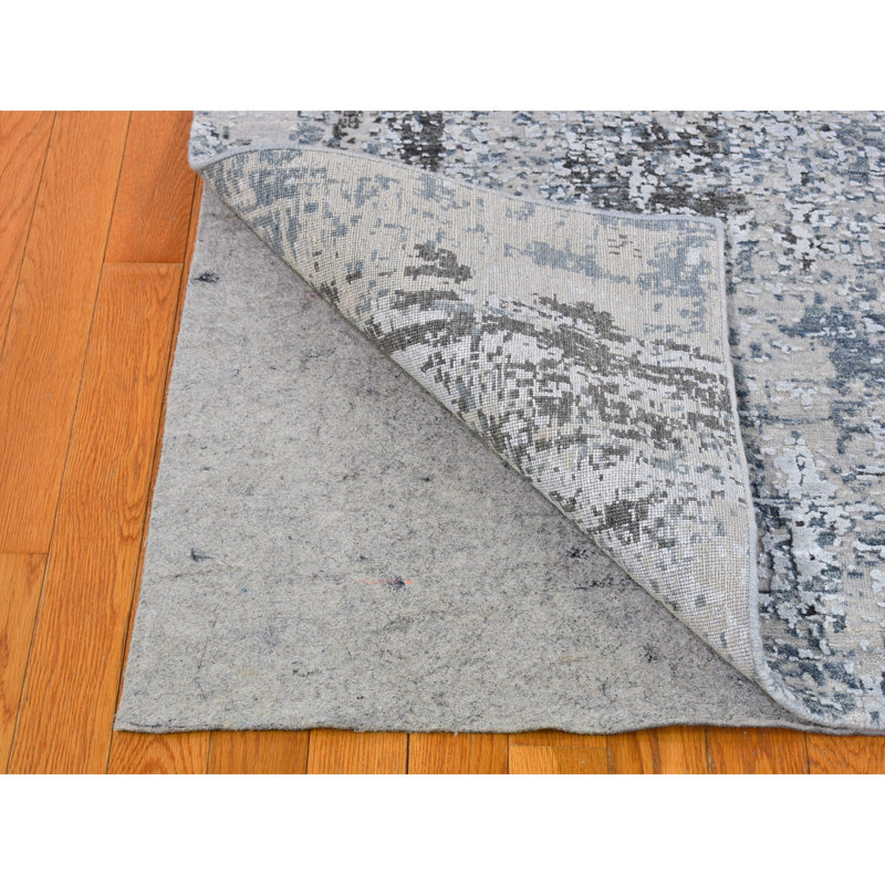 Tapis noué à la main en laine et soie à motif abstrait 3 pi x 5 pi A5F59D2CE5BA4E02A738B0E73A932274