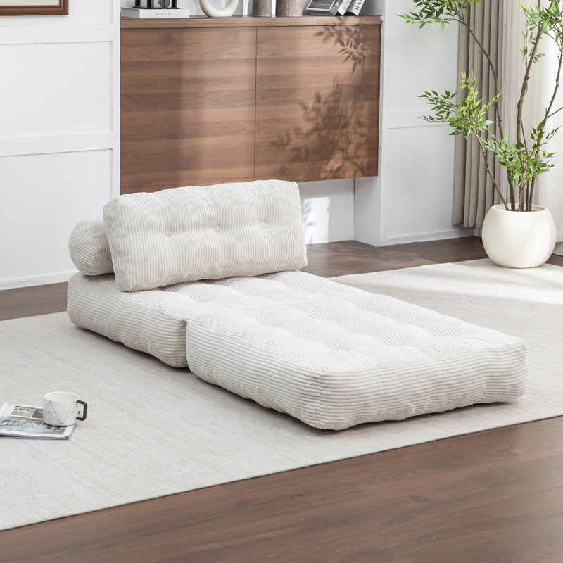 Folding Sofa Bed, Beige Corduroy