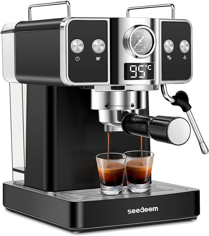 Machine à espresso, machine à espresso 20 bars avec mousseur à lait, réservoir d'eau amovible de 1,8 L (60 oz liq.)