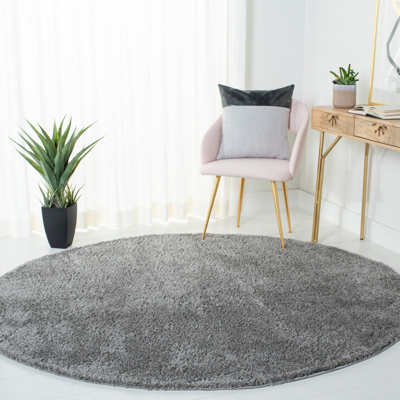August Shag 500 Performance Solid Color Rug, Round 6'7"