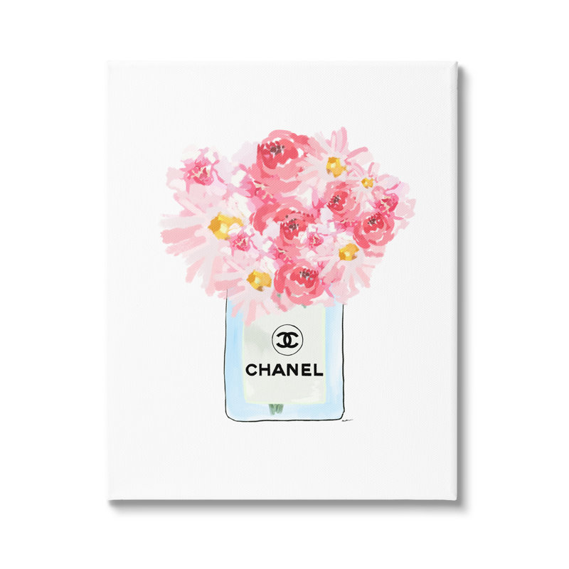 Bouquet de fleurs roses mixtes avec motif de luxe par - on, Toile tendue, H 20 po x l 16 po x P 1,5 po