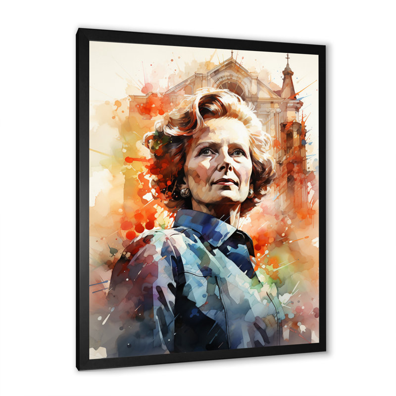 «Leader Margaret Thatcher Portrait», reproduction sur toile, H 32 po x l 16 po x P 1 po, Cadre photo noir