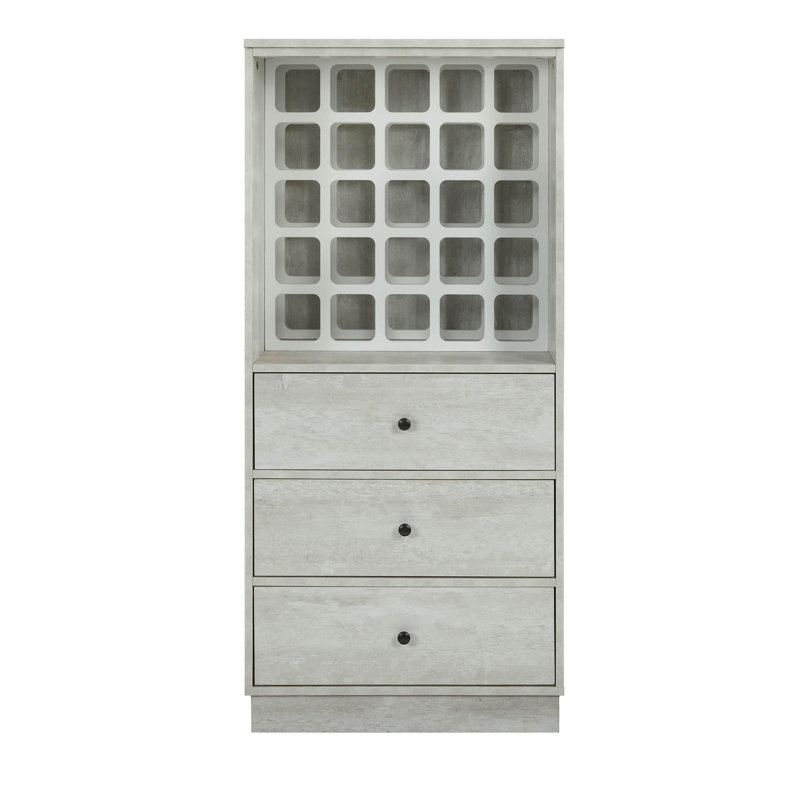 Armoire à vin rectangulaire avec rangement Wangaratta, Blanc antique