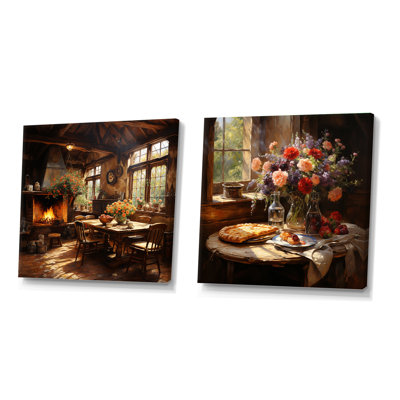 Rustic Elegant Flower Pizza Country Home - Ensemble de 2 collages carrés à pizza