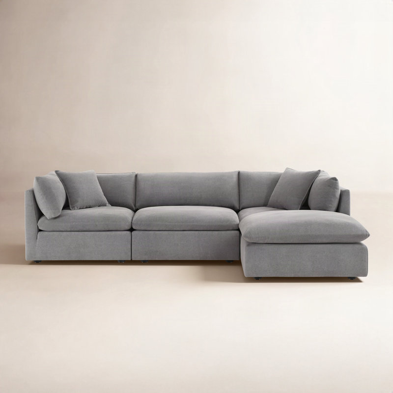 Canapé modulaire rembourré 4 pièces Annabella, Chenille Elite Performance texturée en étain