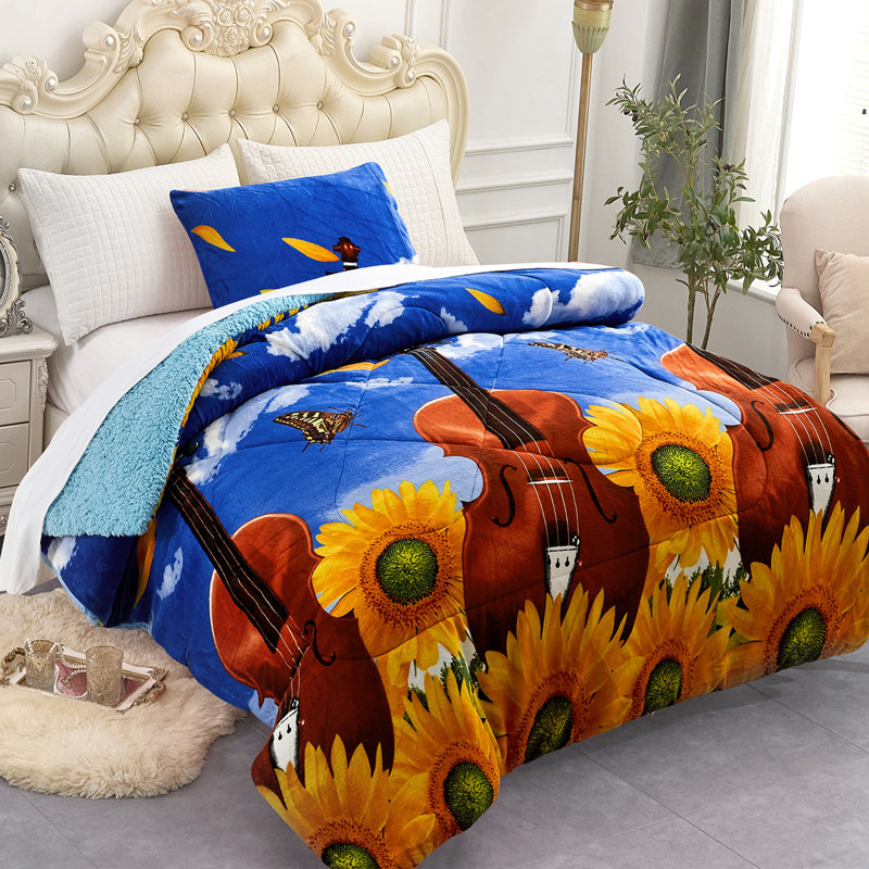 Couverture en sherpa pour enfants avec taies décoratives, Guitare