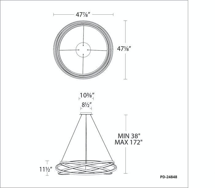 Veloce 1 - Light Unique Geometric Chandelier, Titanium, 11.5" H x 47.875" W x 47.125" D
