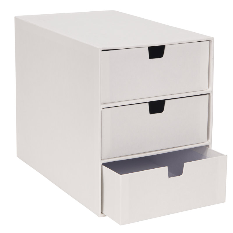 White 3-Drawer Stackable Fiberboard Desk Organizer
