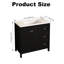 Meuble-lavabo de salle de bain de 90 cm (35,5 po), fini noir, lavabo en résine, 3 tiroirs, portes à fermeture amortie, structure en contreplaqué avec protection contre les éclaboussures, construction durable