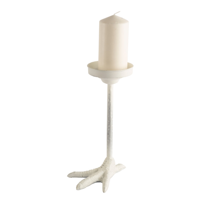 Bougeoir de table en métal, H 12 po x l 6 po x P 8 po, Blanc