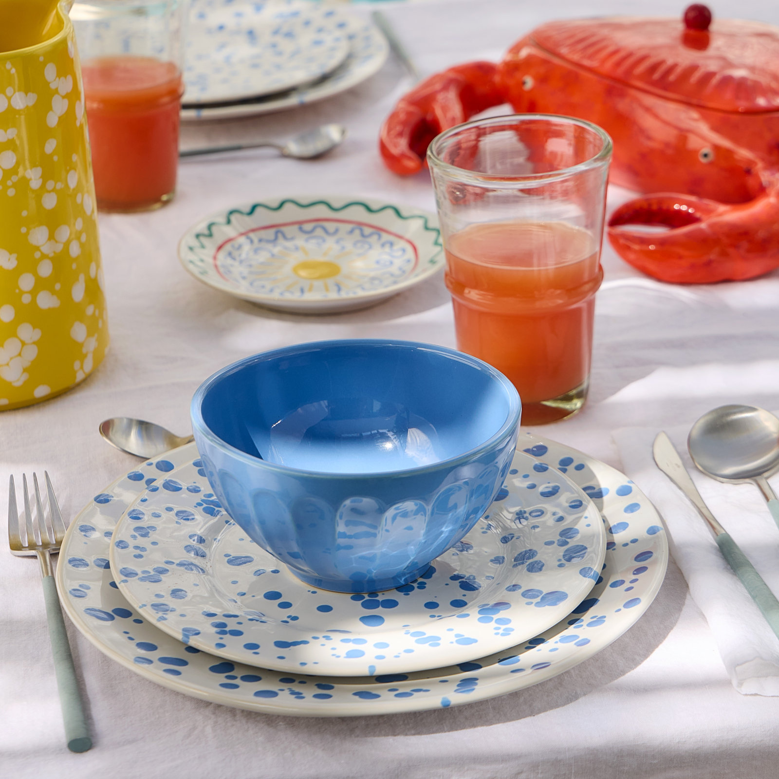 Costa Nova Latte Bowls Stoneware Dessert Bowl, Cornflower Blue