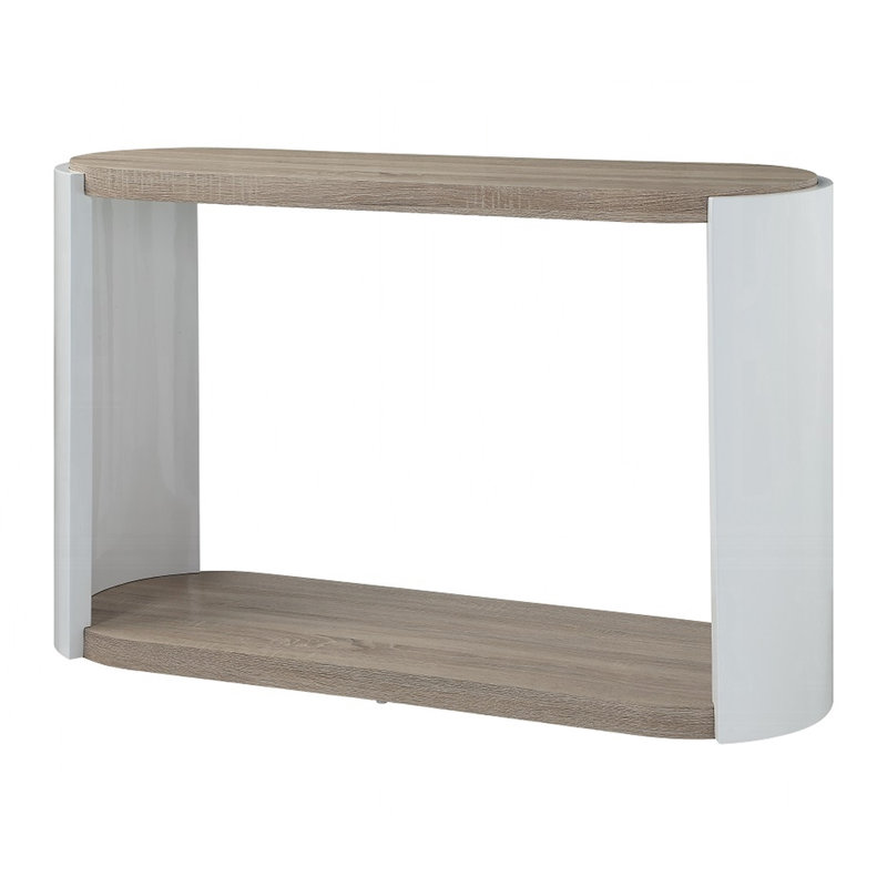Table chic avec surface brillante et tablette supplémentaire pour le salon