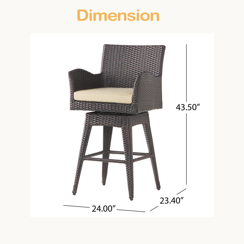 Tabouret de bar rotatif moderne en osier avec pieds fuselés, 1 pièce