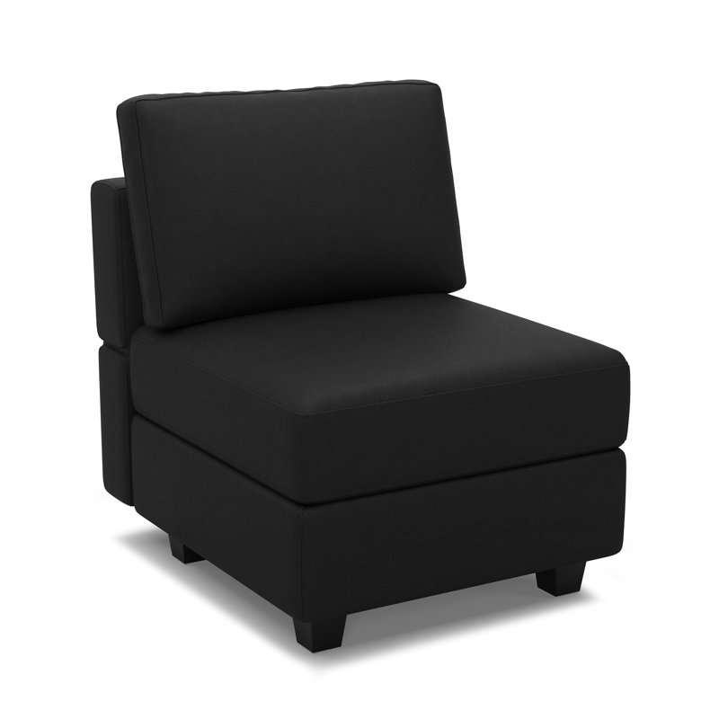 Chaise sans accoudoirs en simili cuir avec rangement 26,4 po Colusa, Similicuir noir