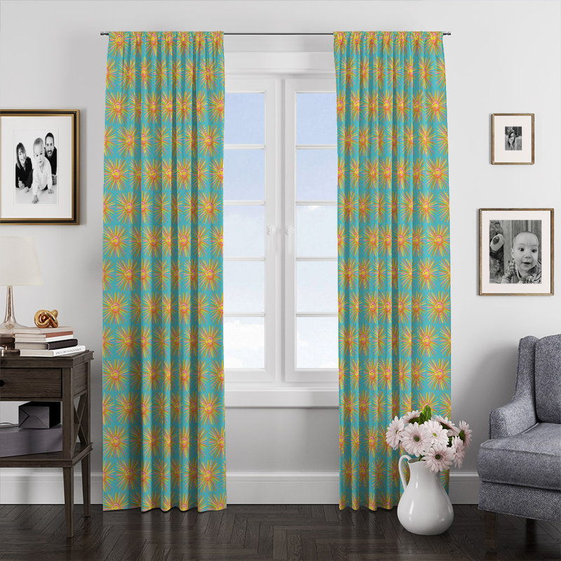 Paire de rideaux semi-transparents Flowers, L 20 po x L 61 po