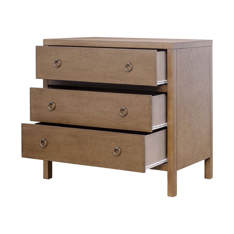Commode 3 tiroirs Linea, Brun moyen