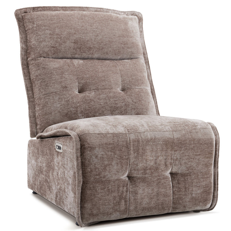 3.5" Wall Clearance Armless Power Recliner Chair with USB Ports, Brown Polyester