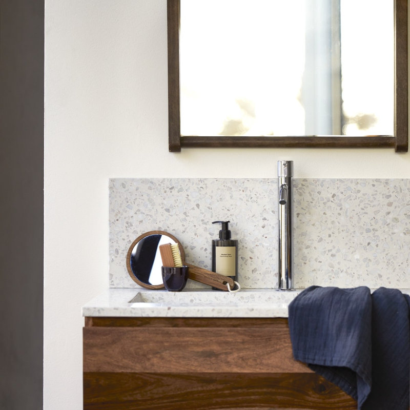 Ava Premium Terrazzo Bathroom Vanity Top, Moon White, 100 cm x 25 cm