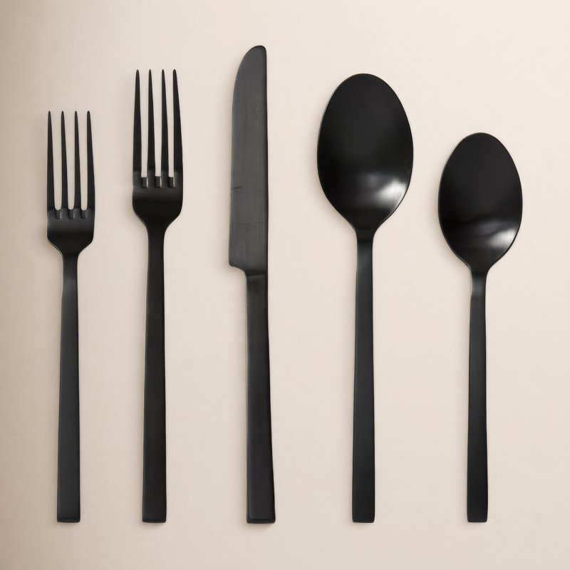 Fortessa Viggo 18/0 Stainless Steel 20 Piece Flatware Set (Service for 4), Black