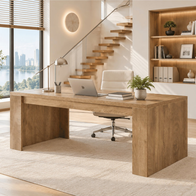 Bureau de direction 70,9 po avec pieds à double piédestal, bureau d'ordinateur pour 2 personnes