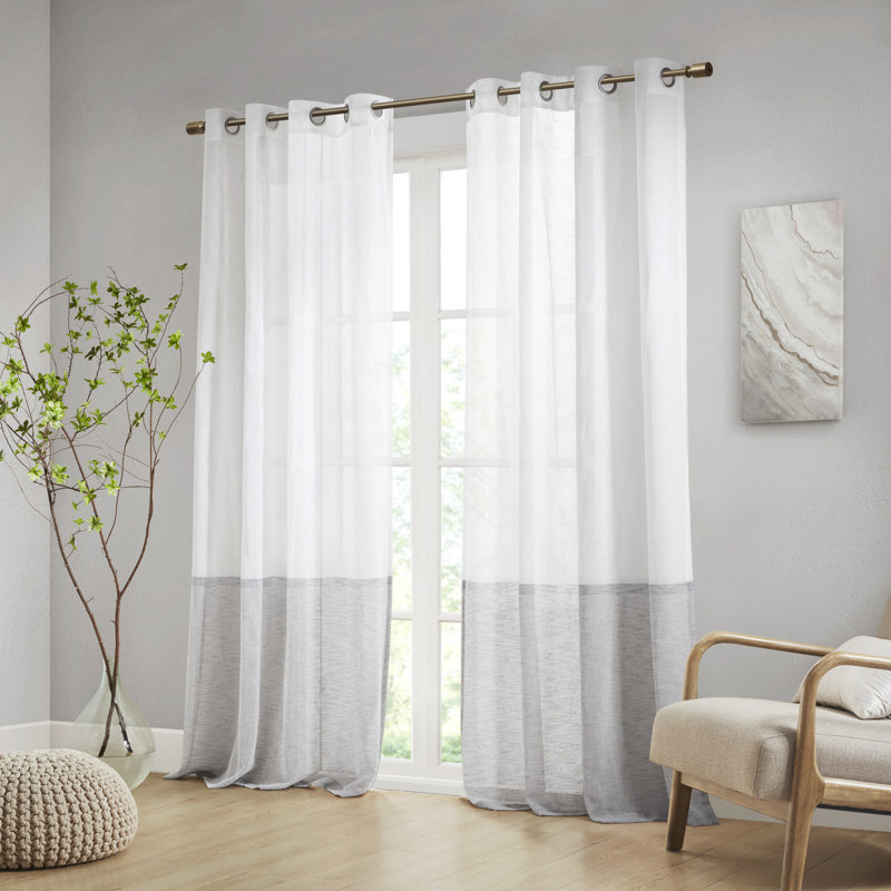 Romo Dual-coloured Semi-Sheer Single Curtain Panel, 52" W x 84" L