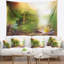 Tapisserie fleurs de lotus sur fond vert-28487906
