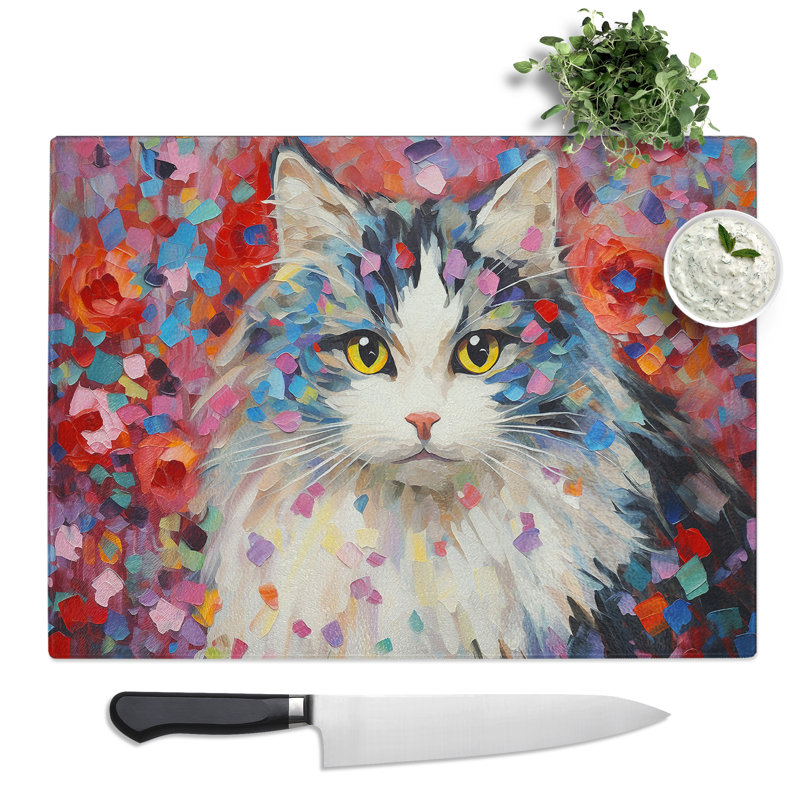 Ragdoll Cat Impressionism  Glass Chopping Board