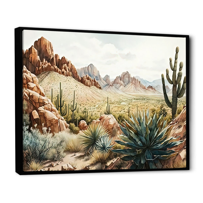 Arizona Desert IV - art mural occidental, Cadre flottant noir, H 12 po x l 20 po x P 1 po
