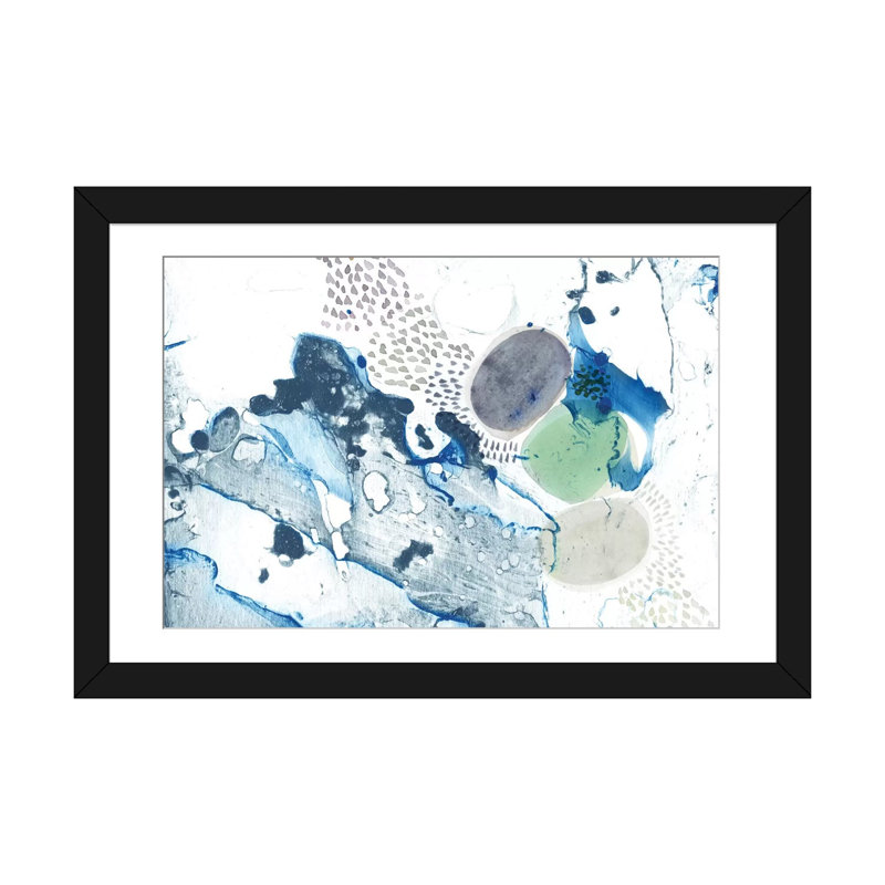 «Blue Marble» par Sara Franklin, reproduction d'art sur toile tendue, H 24 po x l 32 po x P 1 po, Papier d'art encadré noir