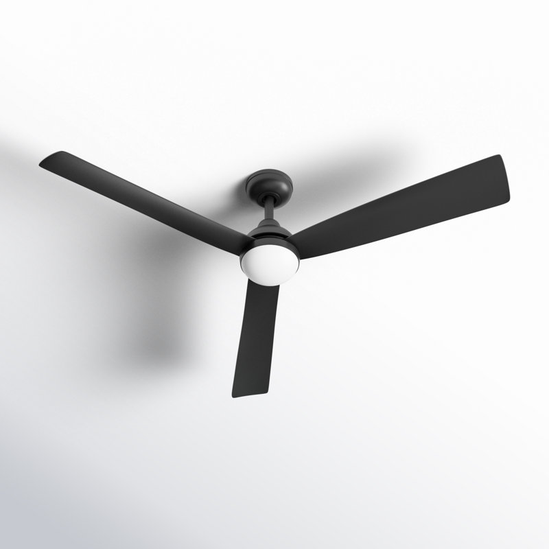 Brona Ceiling Fan with LED Lights, Matte Black, 56"