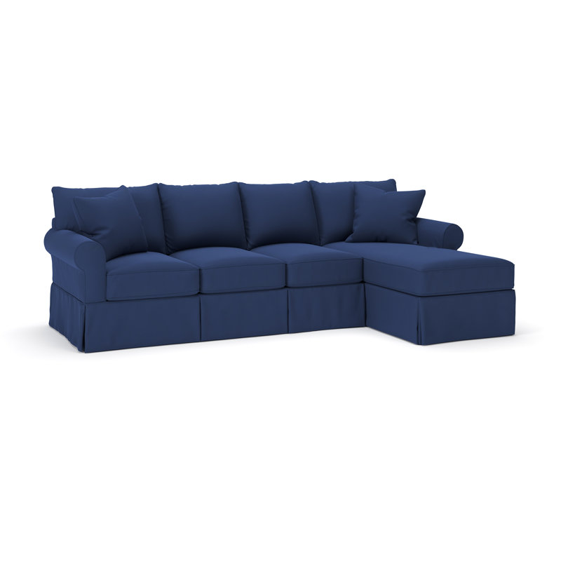 Amari Slipcovered Chaise Sectional, Right Hand Facing, Canvas Navy Sunbrella® Canvas