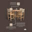FSC 1 Roma Bar 100cm High Table with 4 x Rope Bar Stools