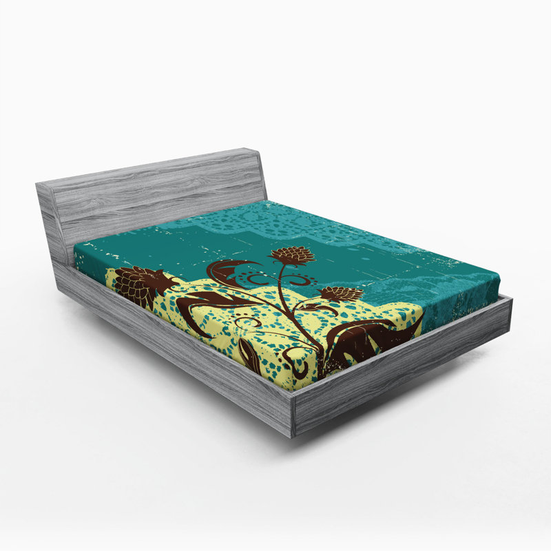 Microfiber Floral Fitted Sheet, Full Fitted Sheet