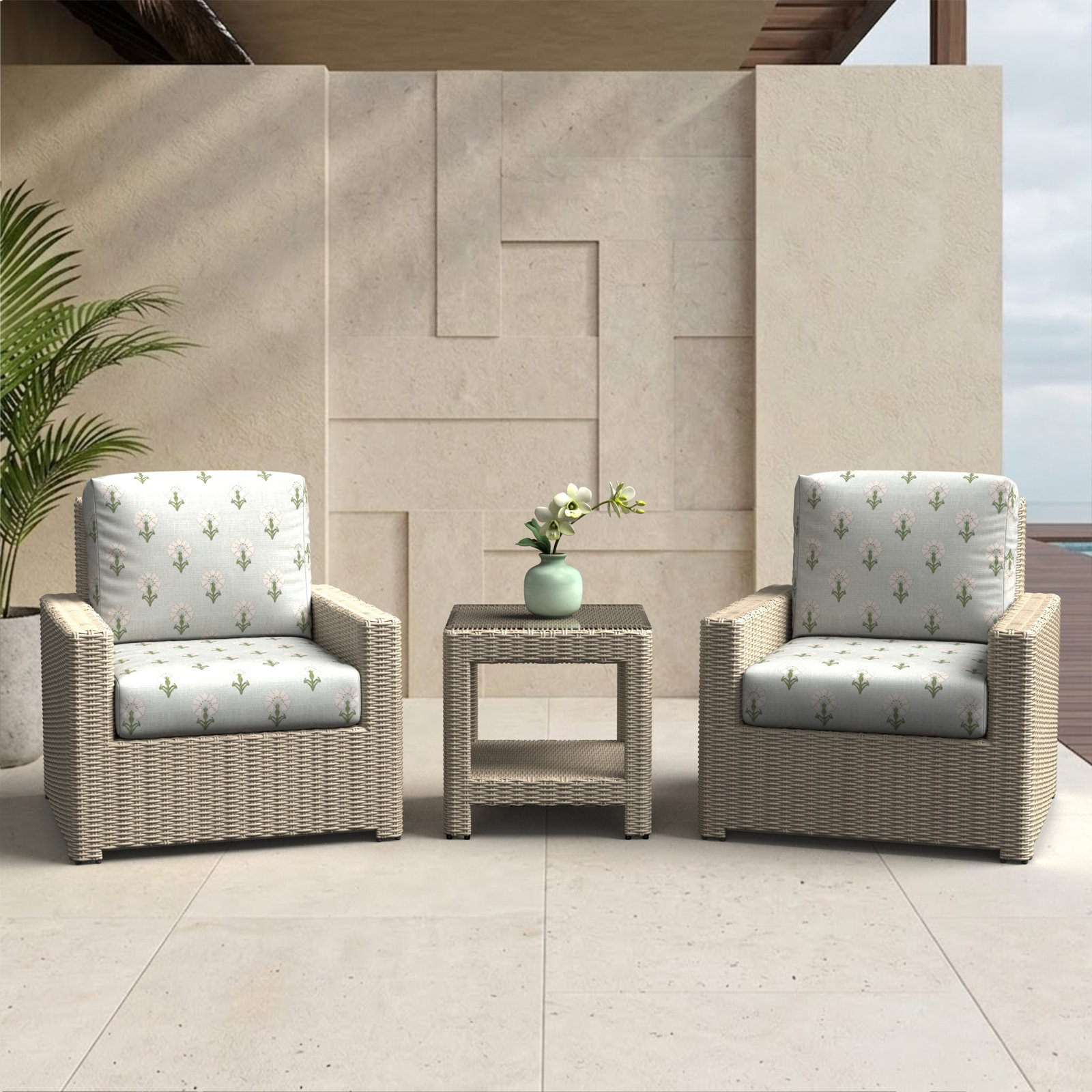 Henri 2-Person Sunbrella® Patio Seating Group, Sunbrella® Mira Bluebell