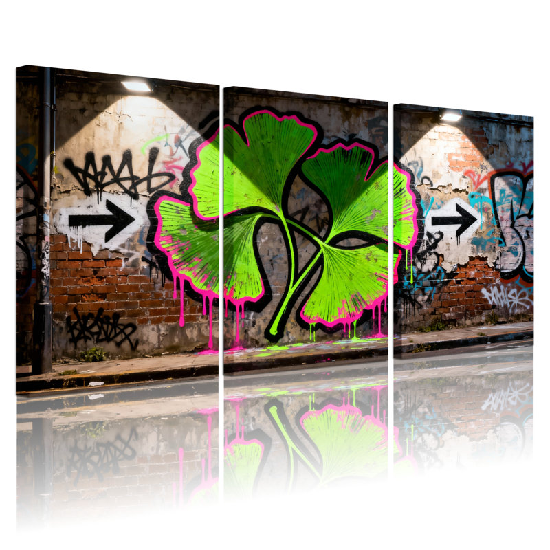 «Graffiti Clover Leaf Street Art», reproduction d'art sur toile, ensemble de 3 aérosol urbain, H 30 po x l 60 po