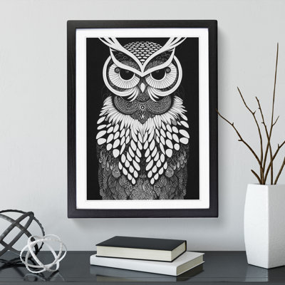 Owl Monochrome No.4 - Framed Print