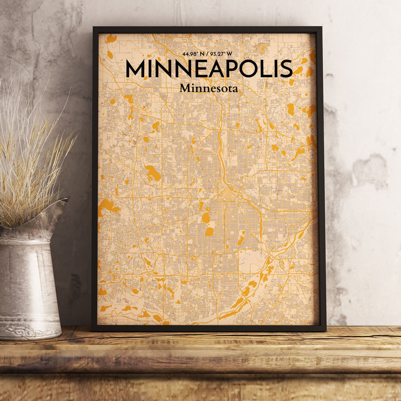 Minneapolis City Map - No Frame Print, 50.8cm H x 40.6cm W x 0.13cm D