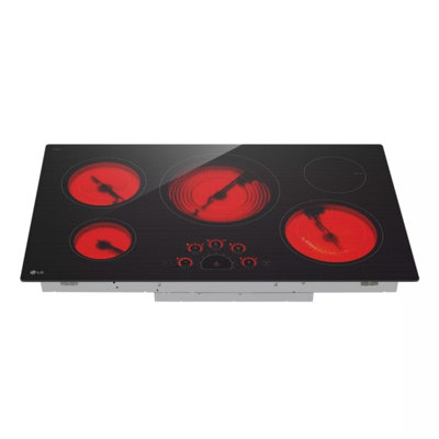LG 36" Radiant Cooktop, 5 Burner, Black, Energy Star, Black Cerami