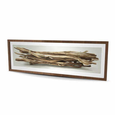 Floated Wood Left by the Sea - Sea Brown Framed Print