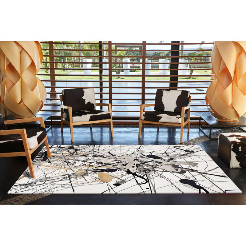 Multi-Colored Abstract Patterned Decorative Rug, Rectangle 3'9.81" x 4'11.06"