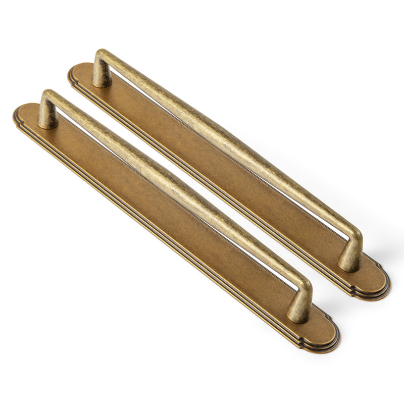 Ensemble de poignées à barre de broche solide avec contre-plaque (G014), 7 3/5", Laiton antique