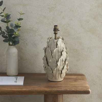 Layered Leaf Table light Base finished in Ivory reactive glaze