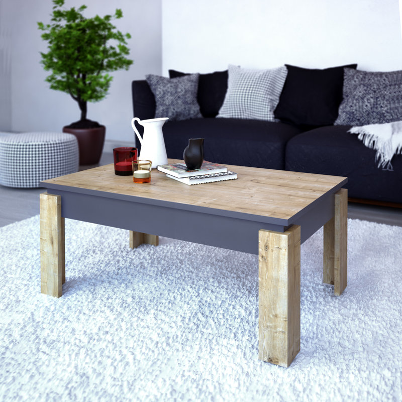 Manhattan 90 cm Wide Coffee Table, Sapphire Oak/Dark Grey, Sapphire Oak