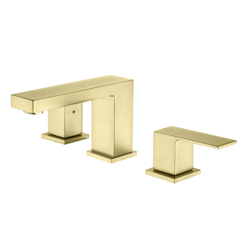 Robinet pour salle de bain à 2 poignées avec drain Cube, Or