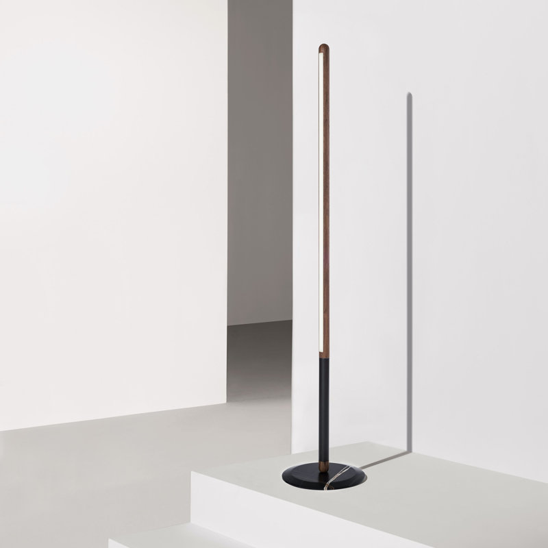Linea 65.8'' LED Column Floor Lamp, Black, Walnut
