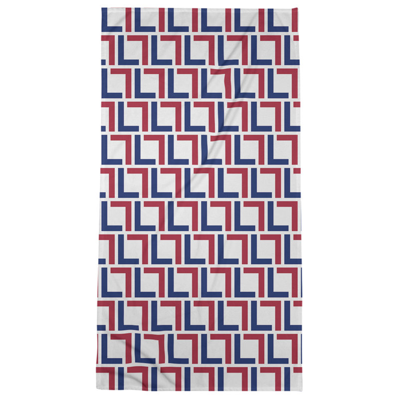 Serviette de bain, White/Dark Blue/Red
