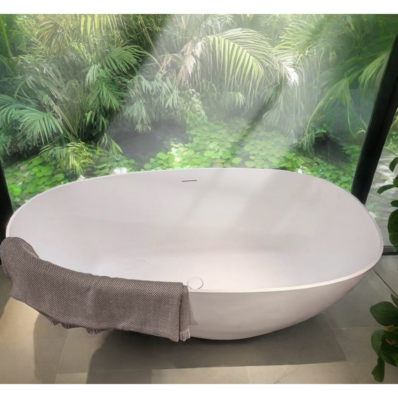 59'' x 30'' Freestanding Soaking Solid Surface Bathtub