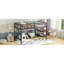 Lit mezzanine simple en métal avec tablette de rangement, lit mezzanine avec échelle facile à monter et garde-corps pour enfants, noir